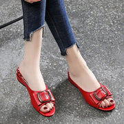 Designer Peep Toe Metal Decoration Buckle Shallow Square Heel Slippers Shallow Party Sandals Women Slides Plus Size