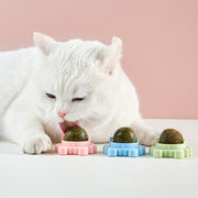 Cat Toys Cat Treat Toys Snack Self-Adhesive 360¡ã Rotated Catnip Ball Cats Wall Mount Molar Teething Toy For Cats Ball