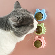 Cat Toys Cat Treat Toys Snack Self-Adhesive 360¡ã Rotated Catnip Ball Cats Wall Mount Molar Teething Toy For Cats Ball