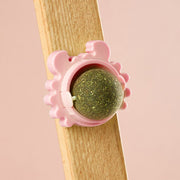 Cat Toys Cat Treat Toys Snack Self-Adhesive 360¡ã Rotated Catnip Ball Cats Wall Mount Molar Teething Toy For Cats Ball